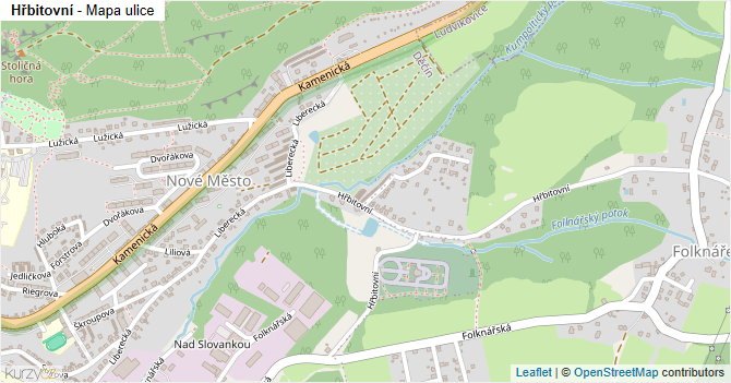 Hřbitovní - mapa ulice