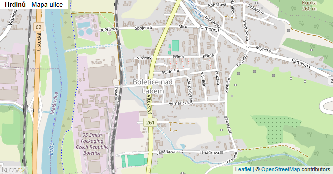 Hrdinů - mapa ulice
