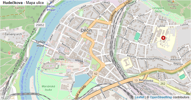 Hudečkova - mapa ulice
