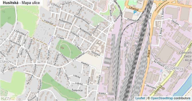 Husitská - mapa ulice