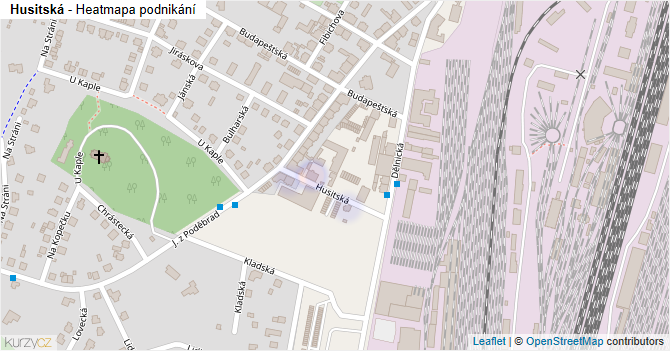 Husitská - mapa podnikání