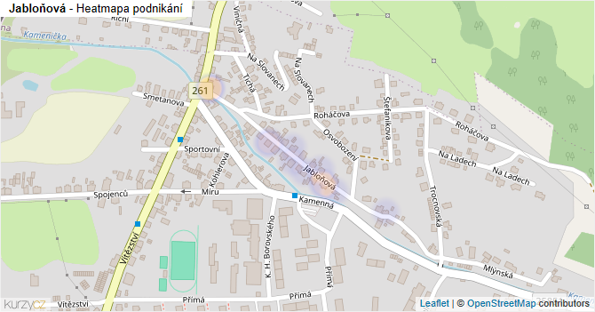 Jabloňová - mapa podnikání