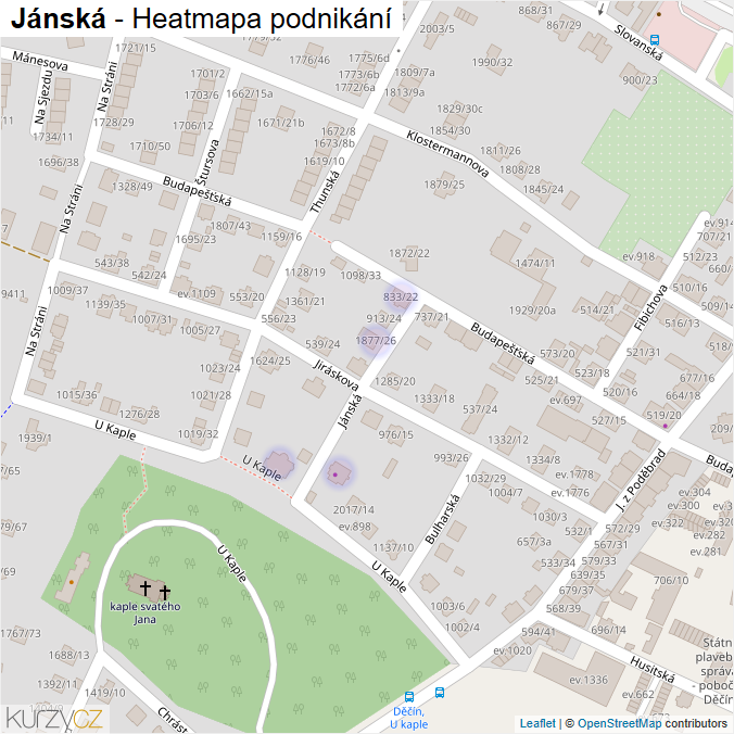 Mapa Jánská - Firmy v ulici.