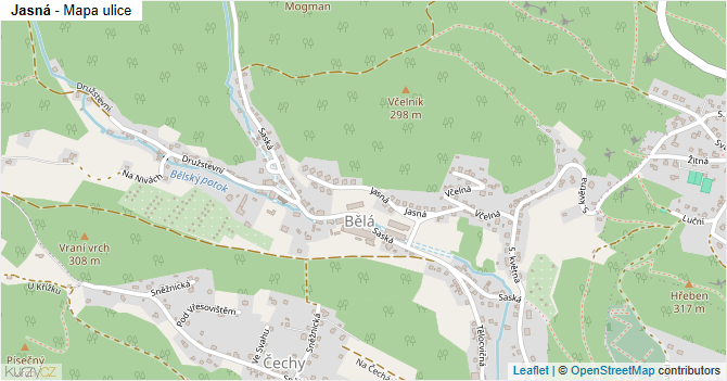 Jasná - mapa ulice