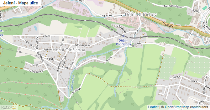 Jelení - mapa ulice