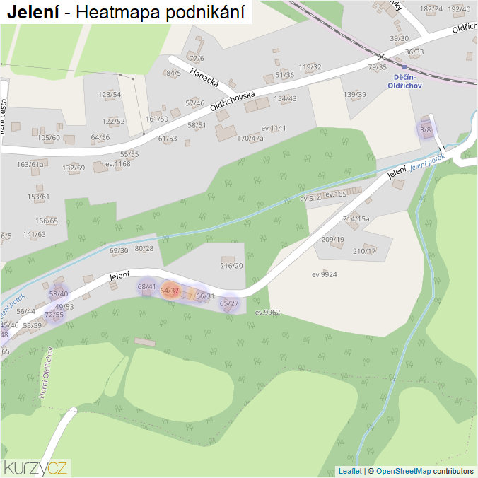 Mapa Jelení - Firmy v ulici.