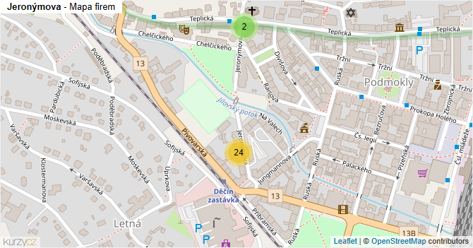 Jeronýmova - mapa firem