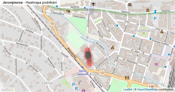 Jeronýmova - mapa podnikání