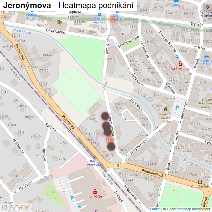 Mapa Jeronýmova - Firmy v ulici.