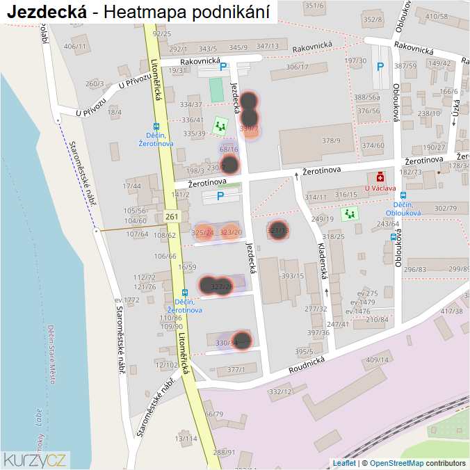 Mapa Jezdecká - Firmy v ulici.