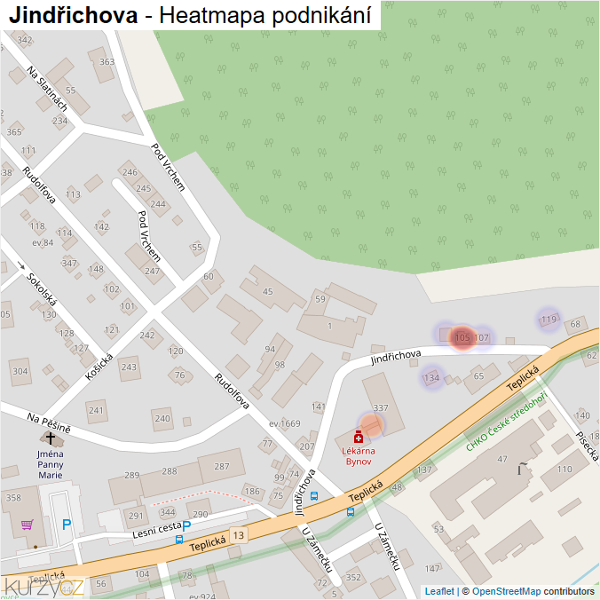 Mapa Jindřichova - Firmy v ulici.