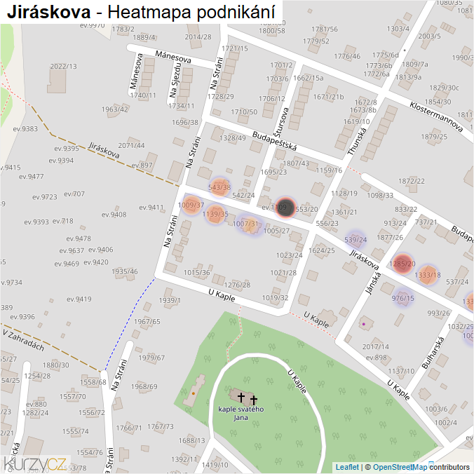 Mapa Jiráskova - Firmy v ulici.