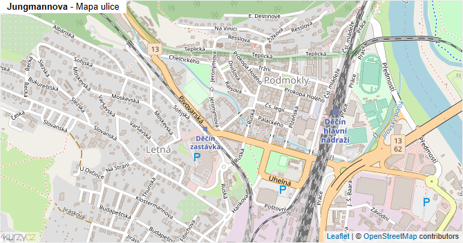 Jungmannova - mapa ulice
