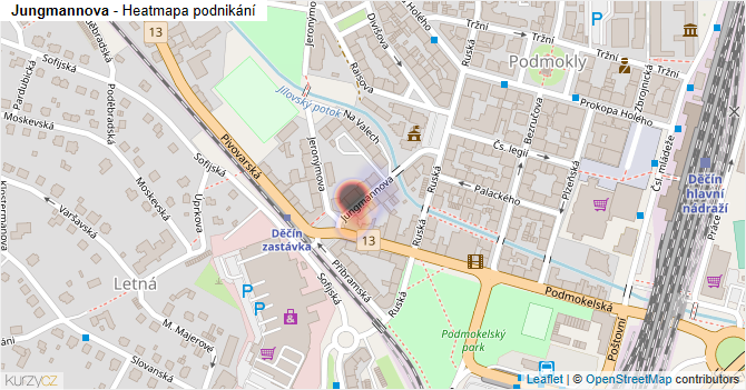 Jungmannova - mapa podnikání