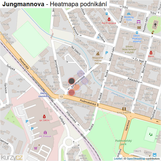Mapa Jungmannova - Firmy v ulici.