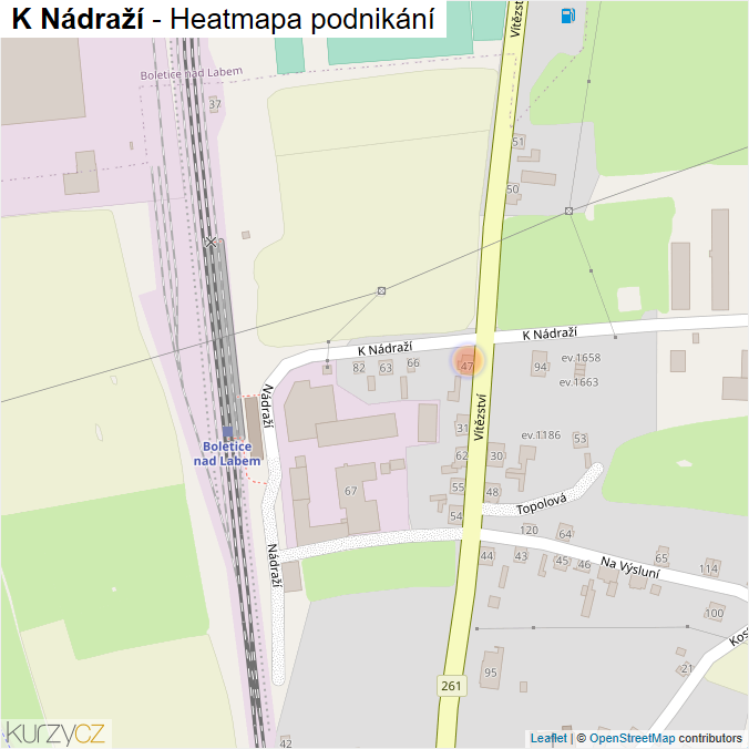 Mapa K Nádraží - Firmy v ulici.