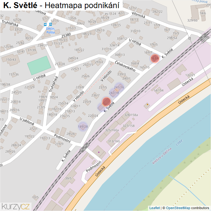 Mapa K. Světlé - Firmy v ulici.