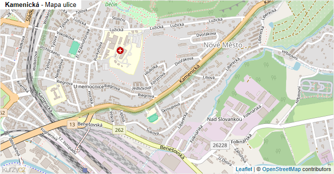 Kamenická - mapa ulice