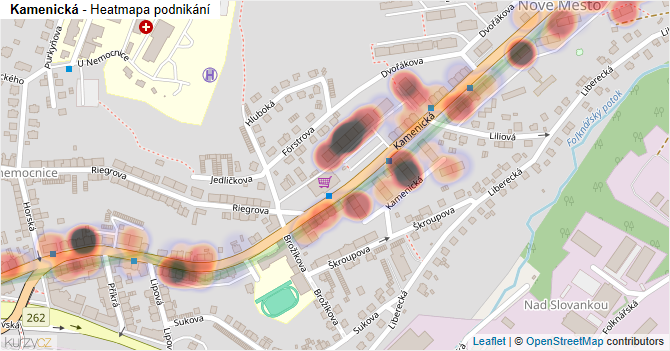 Kamenická - mapa podnikání