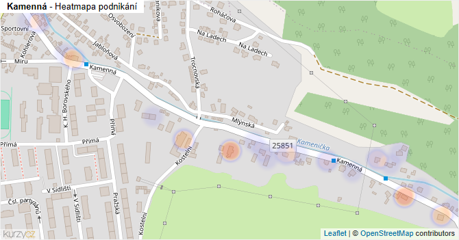 Kamenná - mapa podnikání
