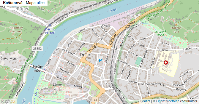 Kaštanová - mapa ulice