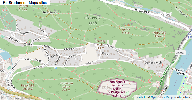 Ke Studánce - mapa ulice