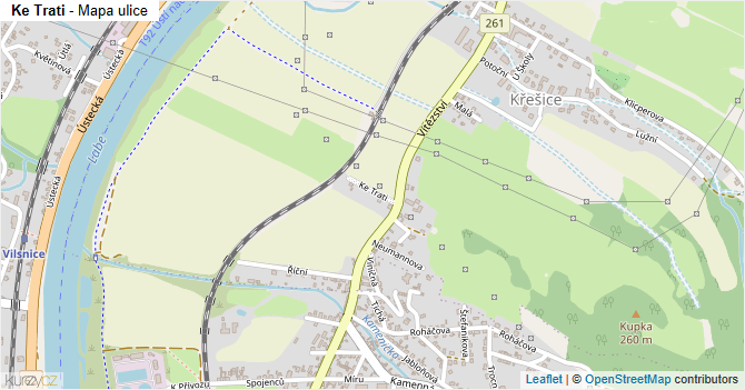 Ke Trati - mapa ulice