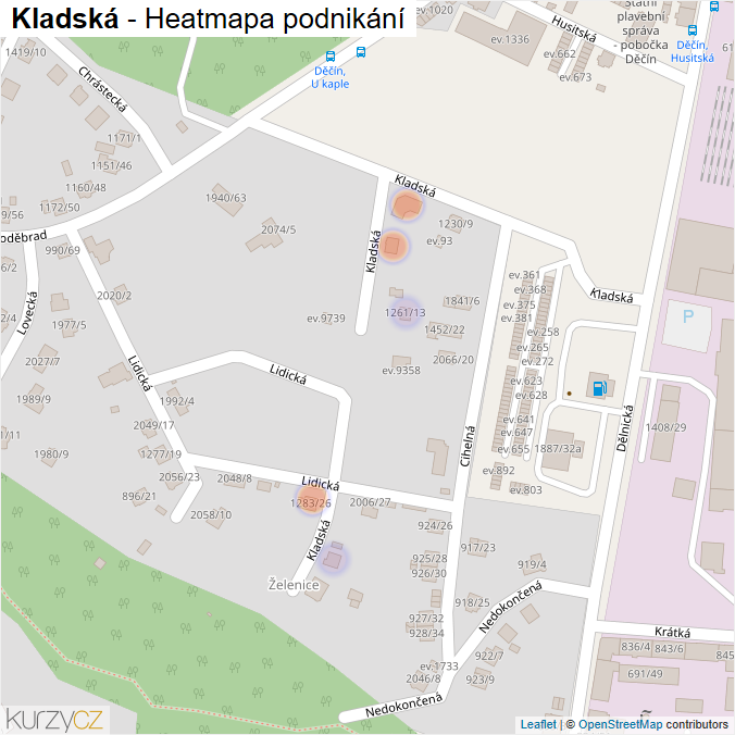 Mapa Kladská - Firmy v ulici.