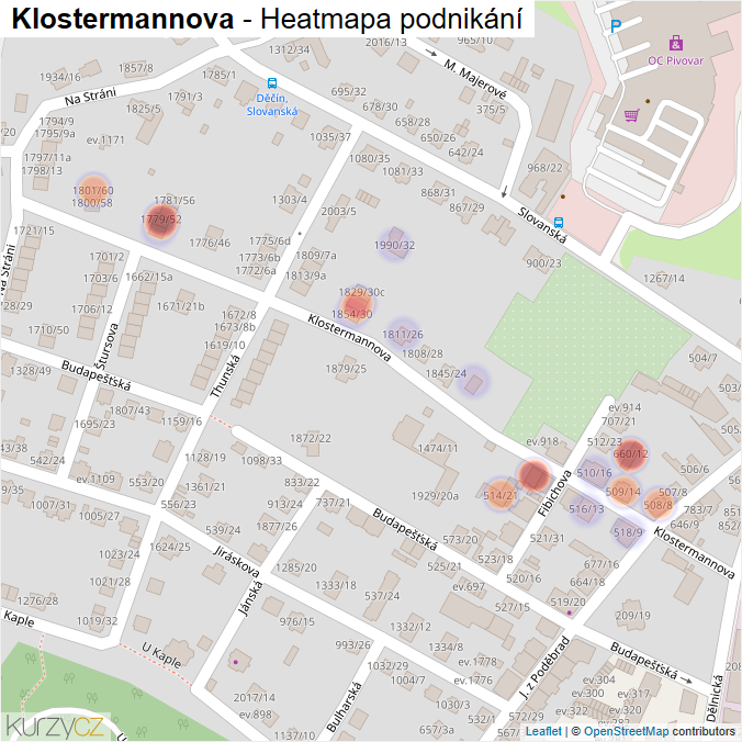 Mapa Klostermannova - Firmy v ulici.