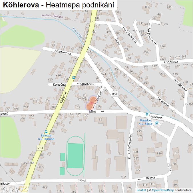 Mapa Köhlerova - Firmy v ulici.