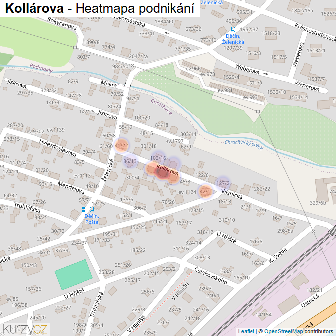 Mapa Kollárova - Firmy v ulici.