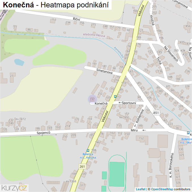 Mapa Konečná - Firmy v ulici.
