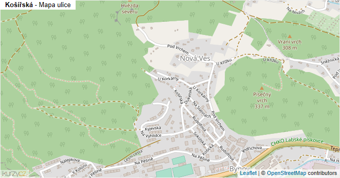 Košířská - mapa ulice