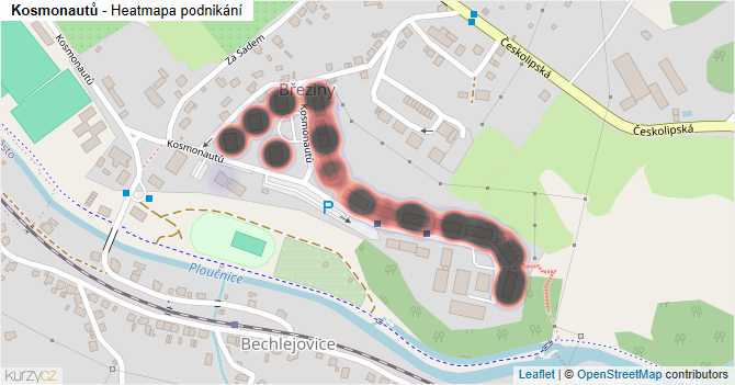 Kosmonautů - mapa podnikání