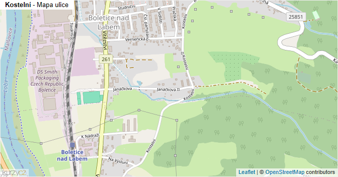 Kostelní - mapa ulice