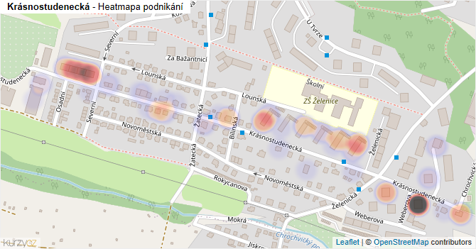 Krásnostudenecká - mapa podnikání