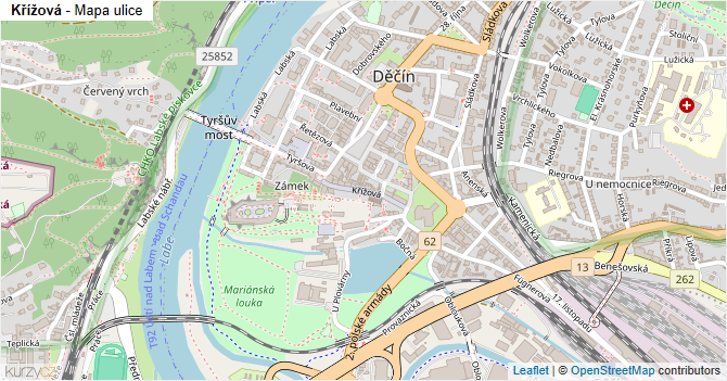 Křížová - mapa ulice