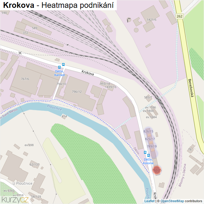 Mapa Krokova - Firmy v ulici.