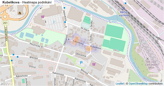 Kubelíkova - mapa podnikání