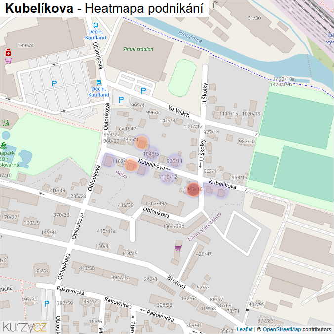 Mapa Kubelíkova - Firmy v ulici.