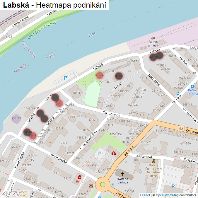 Mapa Labská - Firmy v ulici.