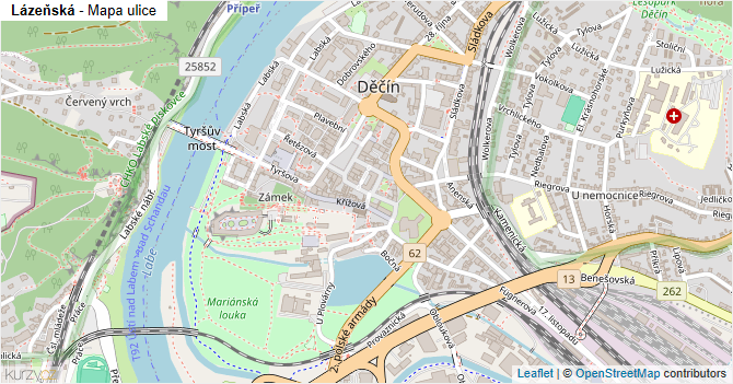 Lázeňská - mapa ulice