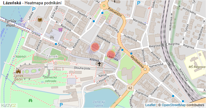 Lázeňská - mapa podnikání