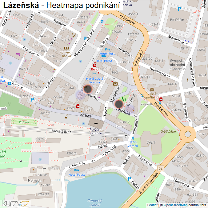 Mapa Lázeňská - Firmy v ulici.