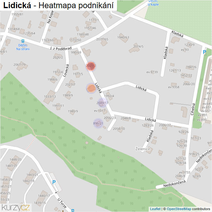Mapa Lidická - Firmy v ulici.
