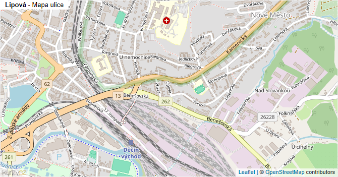 Lipová - mapa ulice