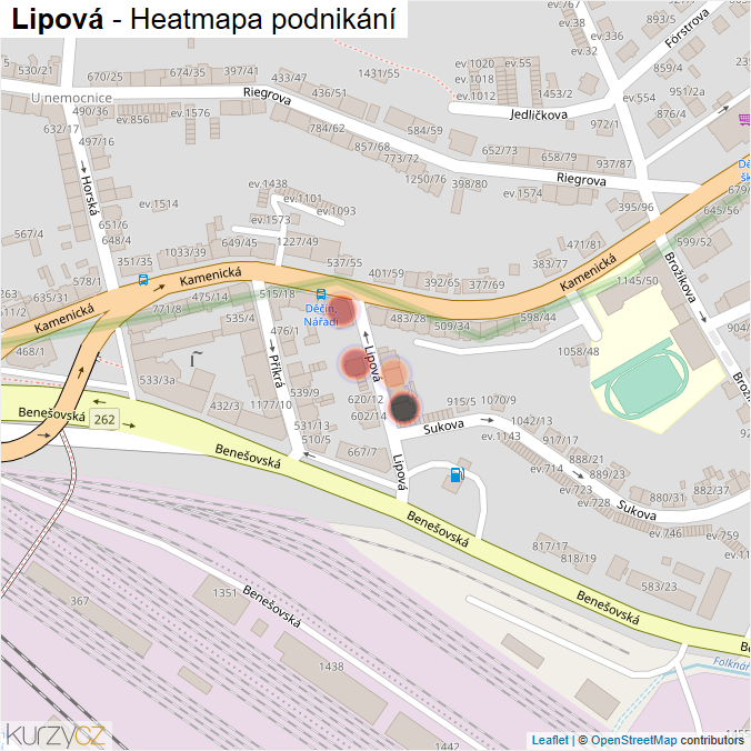 Mapa Lipová - Firmy v ulici.