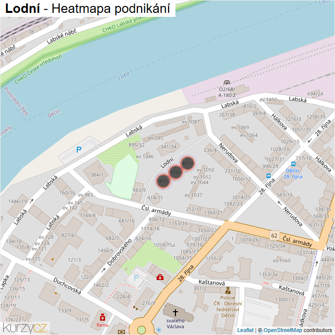 Mapa Lodní - Firmy v ulici.