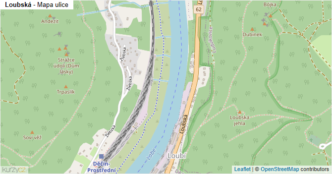 Loubská - mapa ulice