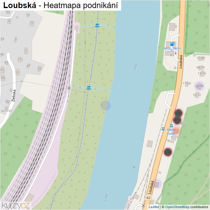 Mapa Loubská - Firmy v ulici.